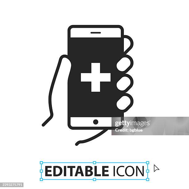 emergency call - editable icon on white background - panic button stock illustrations