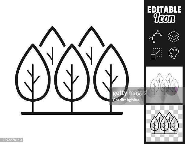 row of trees. icon for design. easily editable - environmental science stock illustrations
