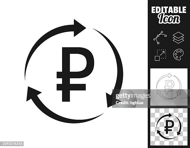 russian ruble circulation. icon for design. easily editable - digital money flow stock illustrations