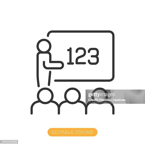 classroom icon. editable stroke thin line icon - learning computer skills stock illustrations