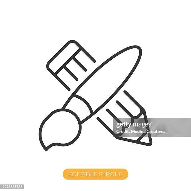 art icon. editable stroke thin line icon - learning computer skills stock illustrations