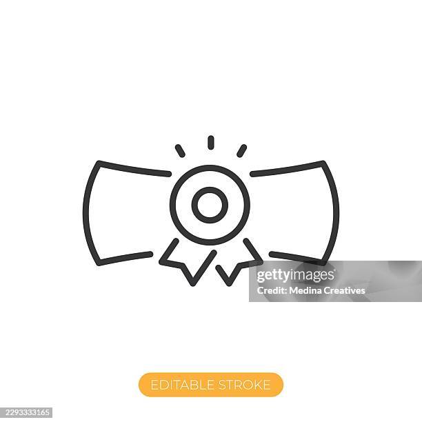 diploma icon. editable stroke thin line icon - learning computer skills stock illustrations