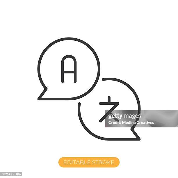 language icon. editable stroke thin line icon - learning computer skills stock illustrations