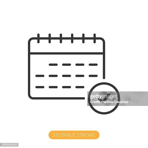 time table icon. editable stroke thin line icon - learning computer skills stock illustrations