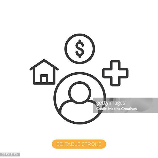 welfare icon. editable stroke thin line icon - employee resources stock illustrations