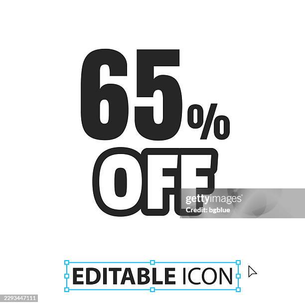 65 percent off (65% off) - editable icon on white background - lowering stock illustrations