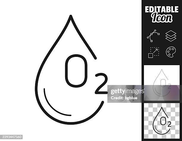 water drop with o2. icon for design. easily editable - environmental science stock illustrations