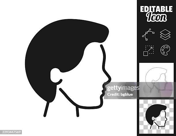 male profile head. icon for design. easily editable - man forehead stock illustrations