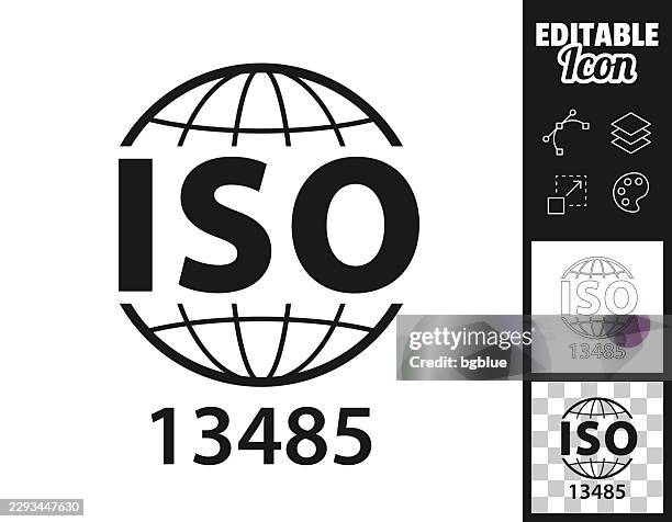 iso 13485 medical device quality standard. icon for design. easily editable - process improvement stock illustrations