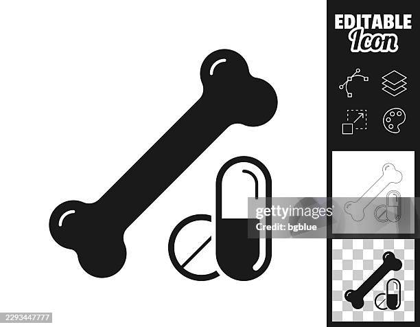 bone medication. icon for design. easily editable - bone marrow stock illustrations
