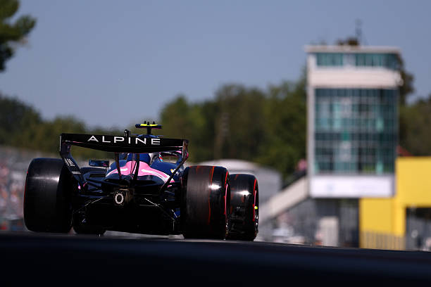Franco Colapinto of Argentina driving the Alpine F1 A526 Mercedes on track during practice ahead of the F1 Grand Prix of Italy at Autodromo Nazionale...