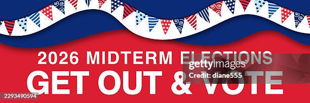 usa midterm elections web banner in blue & red - primary election stock illustrations