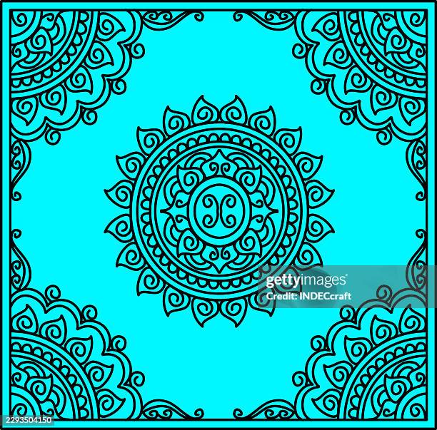 henna frame with mandala design - bandana pattern stock illustrations