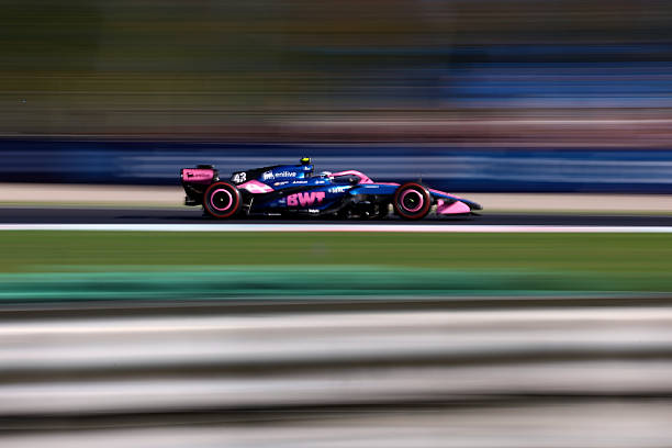 Franco Colapinto of Argentina driving the Alpine F1 A526 Mercedes on track during practice ahead of the F1 Grand Prix of Italy at Autodromo Nazionale...
