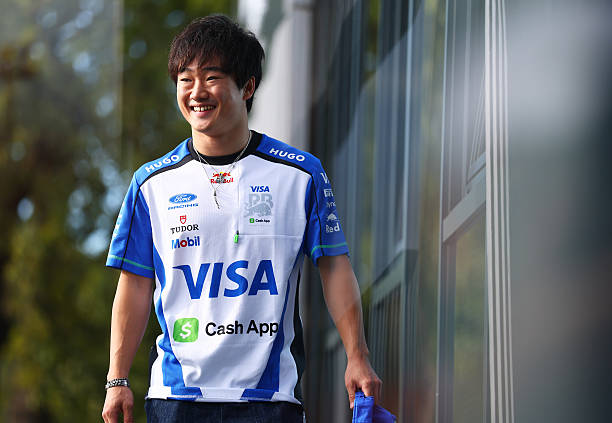 Yuki Tsunoda of Japan and Visa Cash App Racing Bulls arrives in the Paddock prior to final practice ahead of the F1 Grand Prix of Italy at Autodromo...