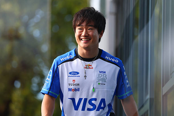 Yuki Tsunoda of Japan and Visa Cash App Racing Bulls arrives in the Paddock prior to final practice ahead of the F1 Grand Prix of Italy at Autodromo...