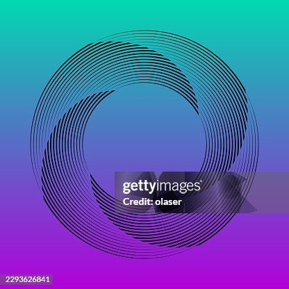 Concentric black circular lines form an overlapping ring pattern on a turquoise to purple gradient background, creating a clean geometric composition with strong contrast and ample negative space. Concentric black circular lines form an overlapping ring pattern on a turquoise to purple gradient background, creating a clean geometric composition with strong contrast and ample negative space.