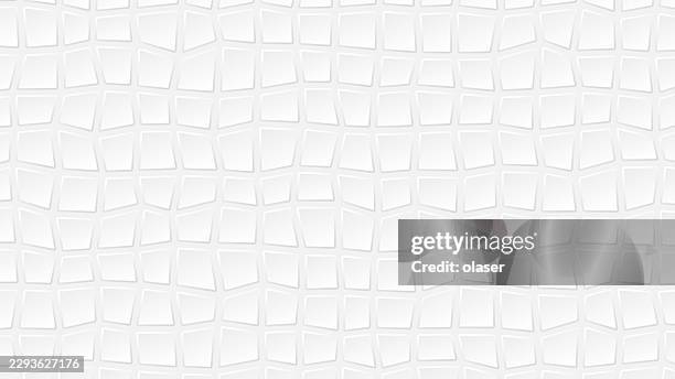 a bright white textured surface with a repeating grid of slightly raised, irregular square tiles and soft shadows, creating a clean, minimal geometric pattern. - matte background stock illustrations