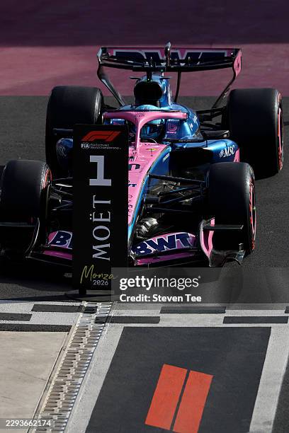 Pole position qualifier Pierre Gasly of France and Alpine F1 arrives in parc ferme during qualifying ahead of the F1 Grand Prix of Italy at Autodromo...