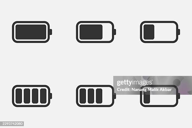 battery icon set - bar optics stock illustrations
