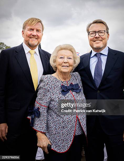 King Willem-Alexander of The Netherlands, Princess Beatrix of the Netherlands and Prince Constantijn of The Netherlands during their visit to...