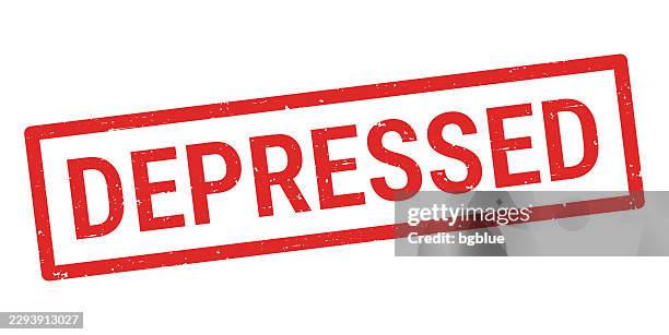depressed - red rubber stamp on white background - pessimism stock illustrations