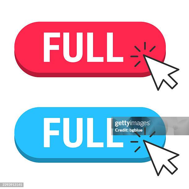 full - red and blue buttons with cursor on white background - excited computer stock illustrations
