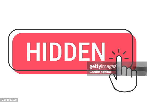 hidden - click button with hand cursor on white background - hiding behind computer stock illustrations