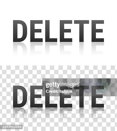 Delete - Text with reflection on transparent background Delete - Text with reflection on transparent background
