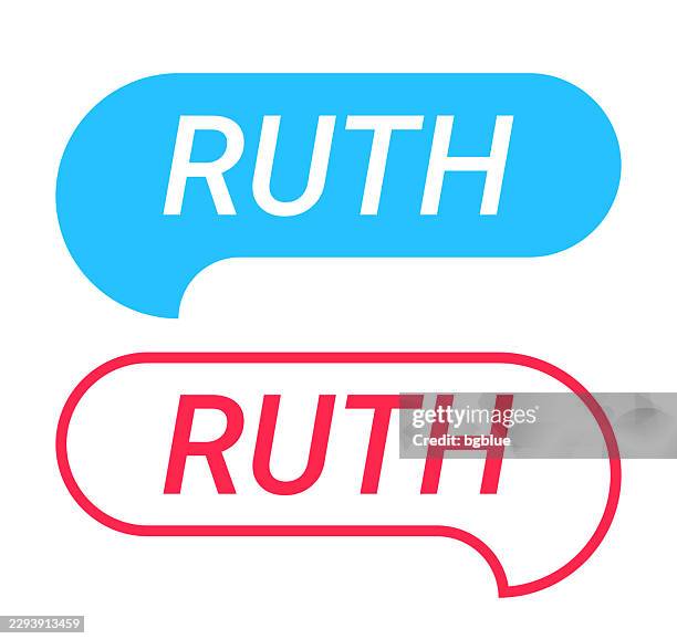 ruth - female name - blue and red speech bubble on white background - first name stock illustrations