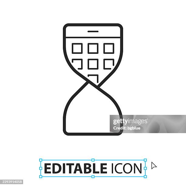 flexible smartphone - line editable icon on white background - iphone back stock illustrations