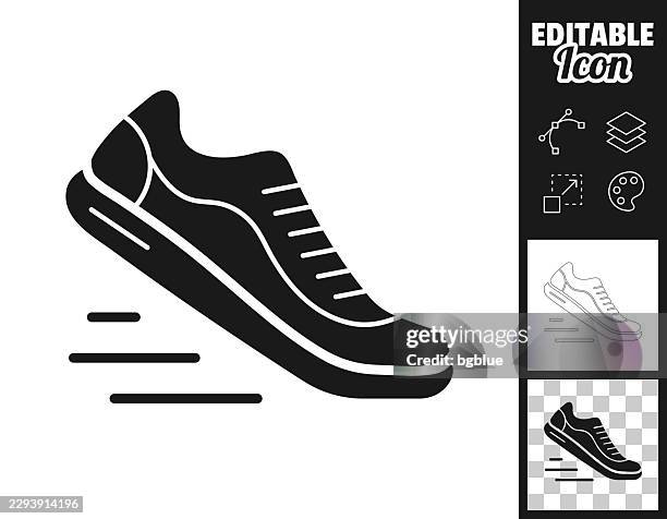 running shoe in motion. icon for design. easily editable - walking treadmill stock illustrations
