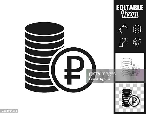 stack of russian ruble coins. icon for design. easily editable - saving up for a rainy day stock illustrations