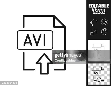 AVI file upload. Icon for design. Easily editable AVI file upload. Icon for design. Easily editable