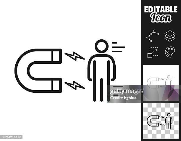 magnet attracting man. icon for design. easily editable - electromagnetic device stock illustrations
