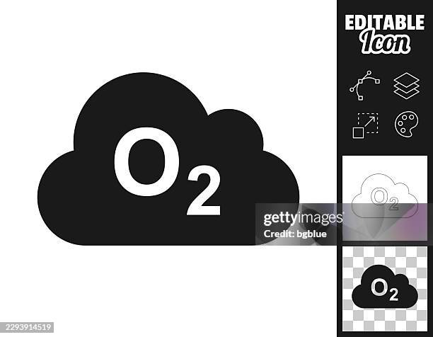 cloud with o2. icon for design. easily editable - environmental science stock illustrations