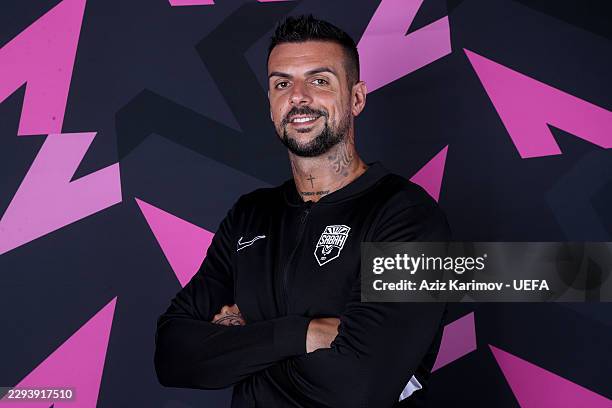 Assistant Coach of Sabah Valerio Zuddas poses during the official UEFA Champions League 2026/27 portrait session on September 3, 2026 in Baku,...