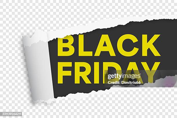 black friday advertisement mockup - torn paper roll stock illustrations