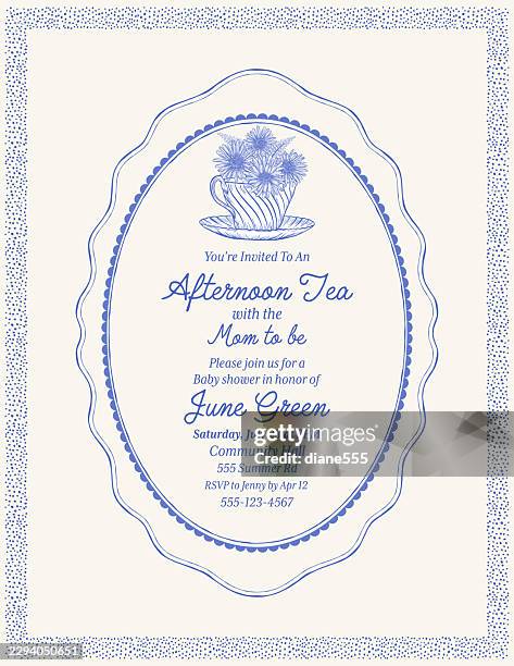 baby shower afternoon tea party invitation - high tea invitation stock illustrations