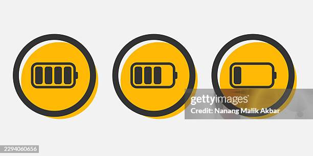 battery icon set - recycling electronics stock illustrations