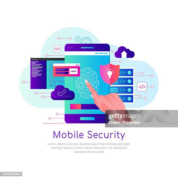 online payment, security transaction. mobile banking and internet banking concept. - card reader white background stock illustrations