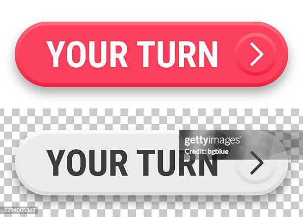 your turn - 3d click web buttons on blank background - turning knob stock illustrations