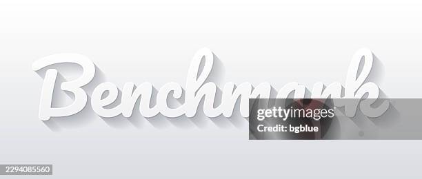 benchmark - flat design with paper cut effect on blank background - yard stick stock illustrations