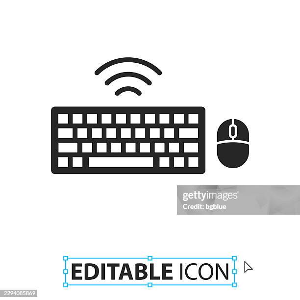 wireless keyboard and mouse - editable icon on white background - computer solid background stock illustrations