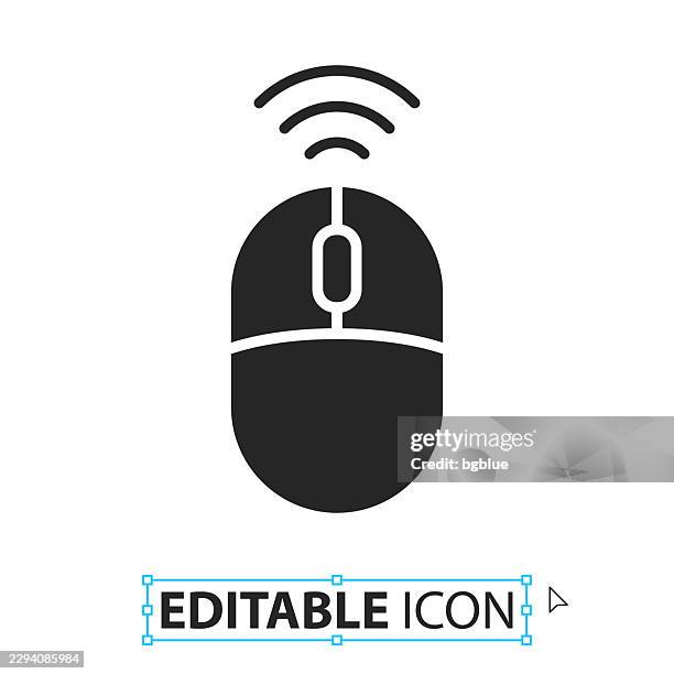 wireless computer mouse - editable icon on white background - laptop solid background stock illustrations