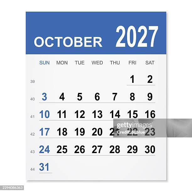 blue_10_october_2027 - post it notes white background stock illustrations