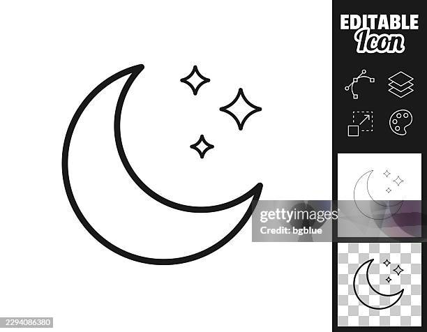 crescent moon with stars. icon for design. easily editable - day and night stock illustrations