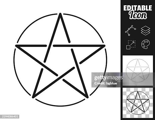 pentagram in circle. icon for design. easily editable - star pattern stock illustrations