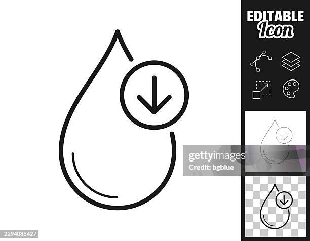 blood level decrease. icon for design. easily editable - glucose level stock illustrations