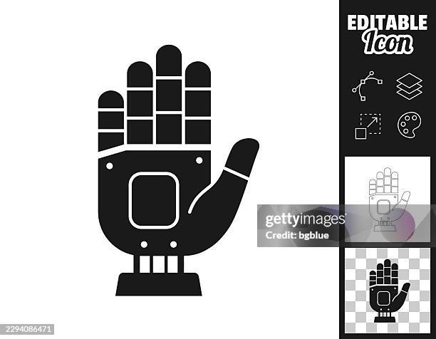 robotic palm. icon for design. easily editable - bionic hand stock illustrations